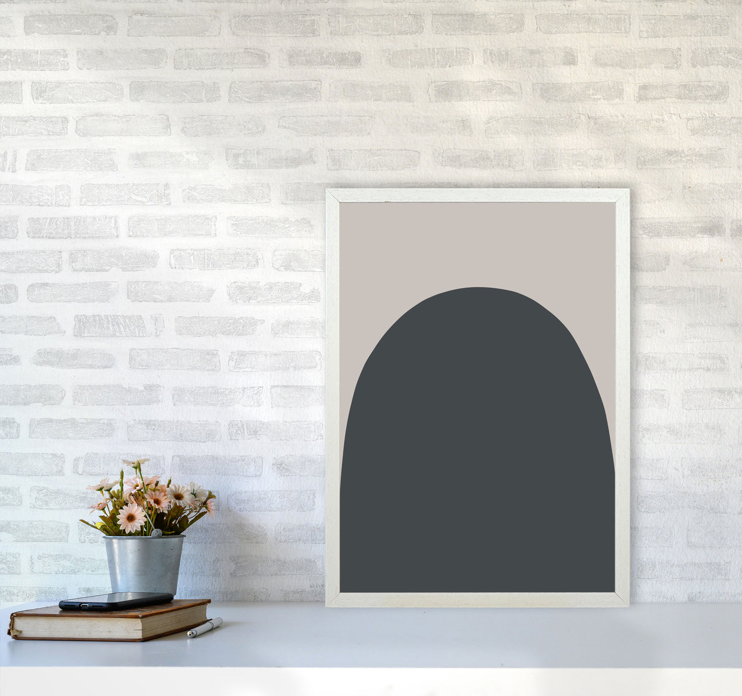 Inspired Off Black and Stone Hill Art Print by Pixy Paper A2 Oak Frame