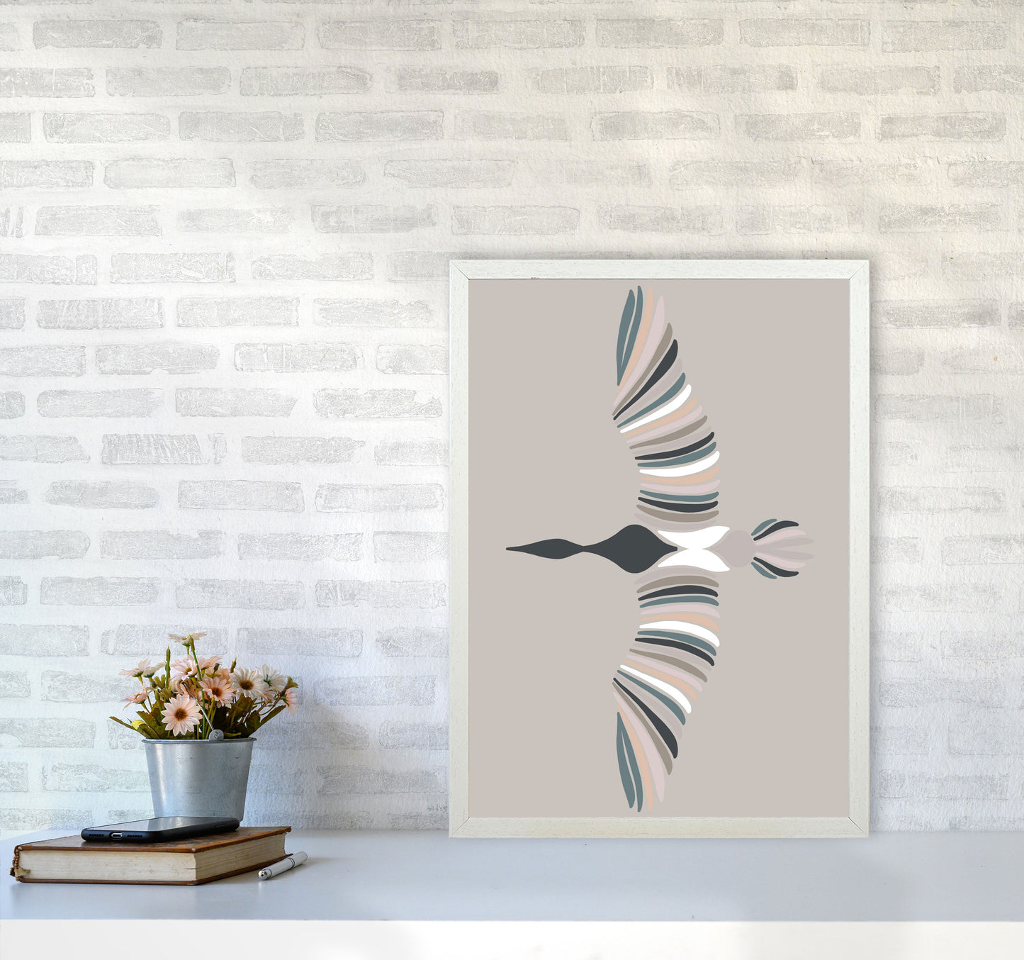 Inspired Bird Art Print by Pixy Paper A2 Oak Frame