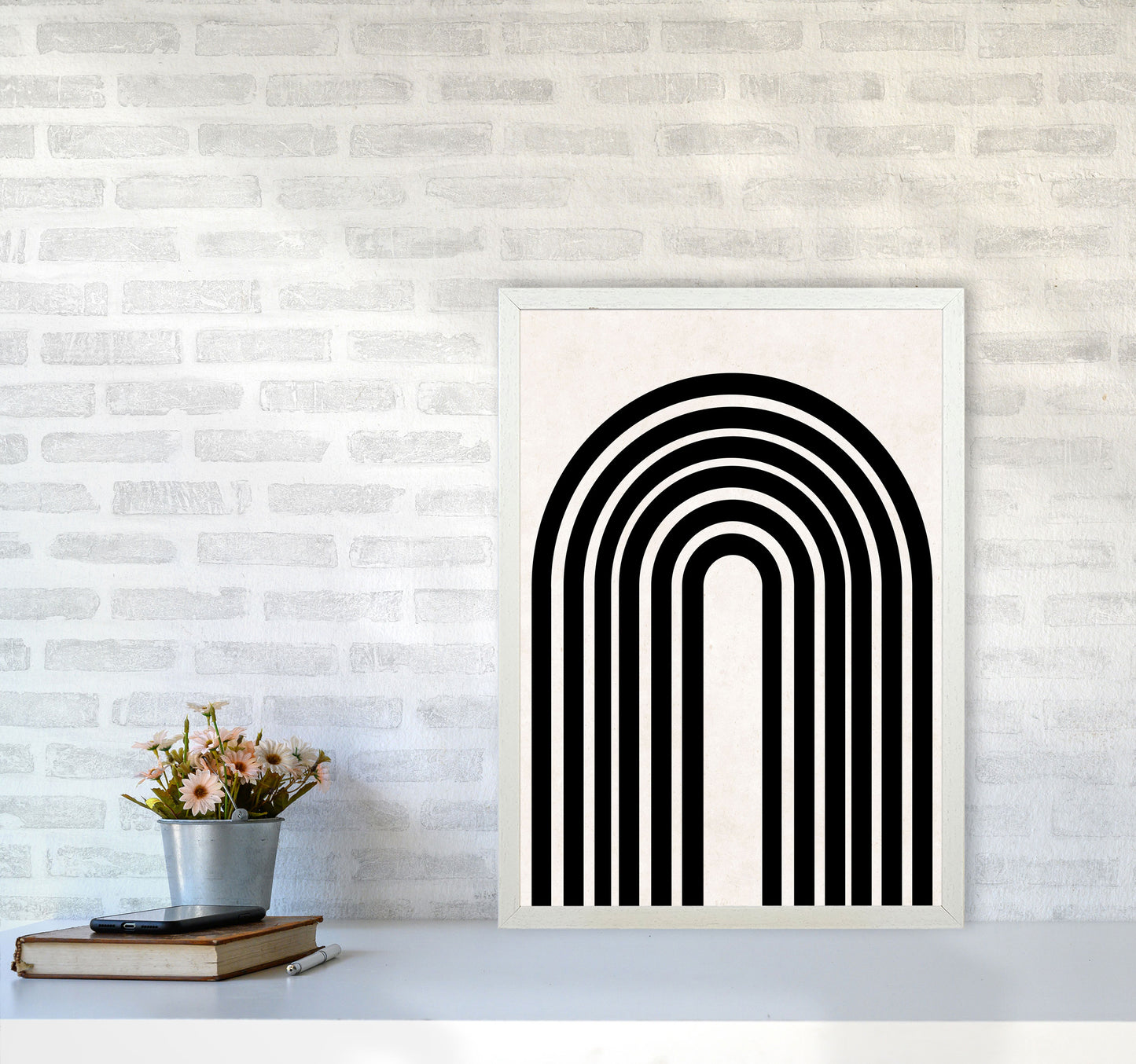 Black rainbow Art Print by Pixy Paper A2 Oak Frame