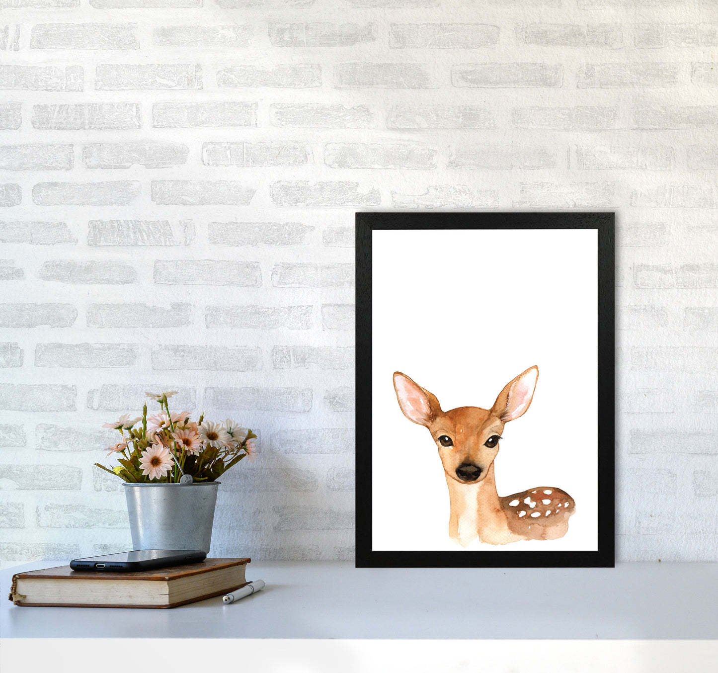 Forest Friends, Cute Deer Modern Print Animal Art Print A3 White Frame