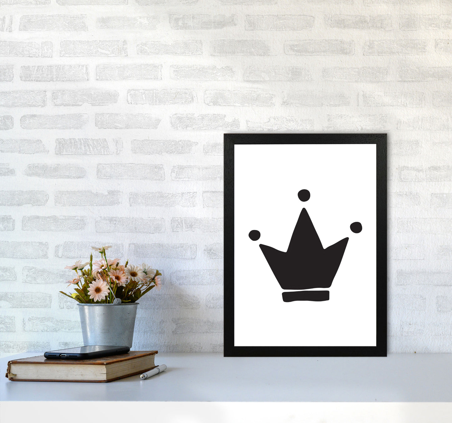 Black Crown Modern Print A3 White Frame