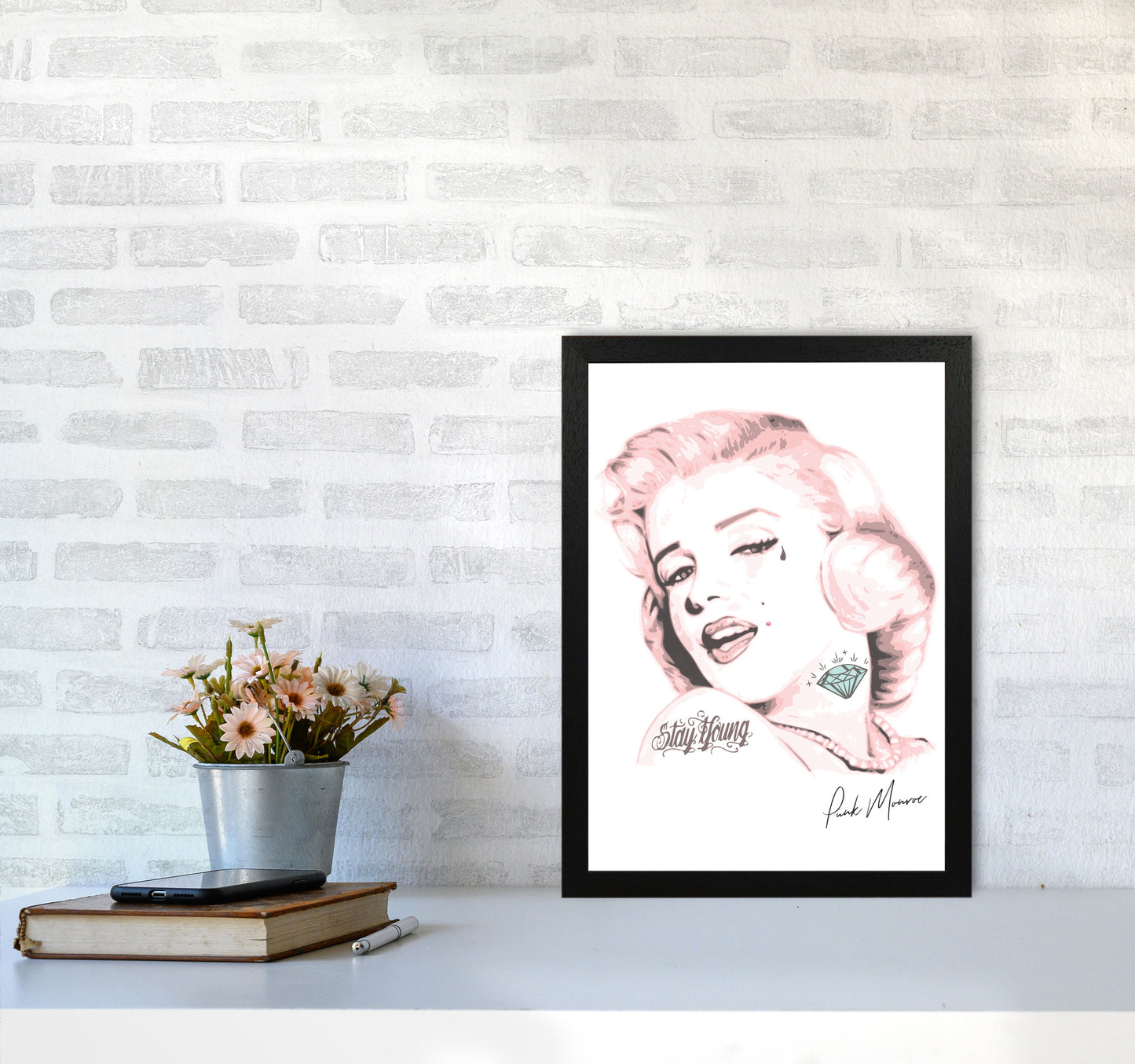 Pink Punk Monroe Modern Print A3 White Frame