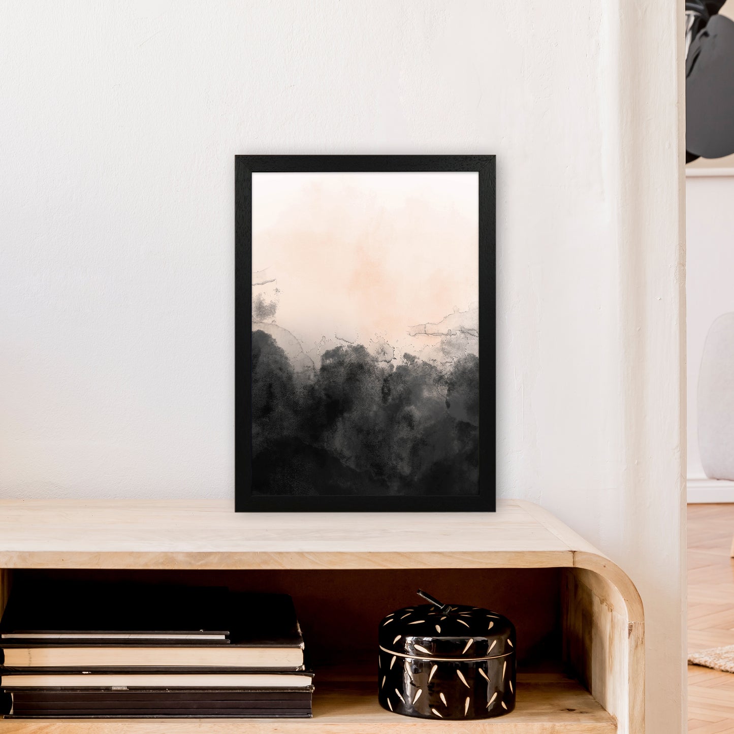 Nude And Black Watercolour 3 Art Print by Pixy Paper A3 White Frame