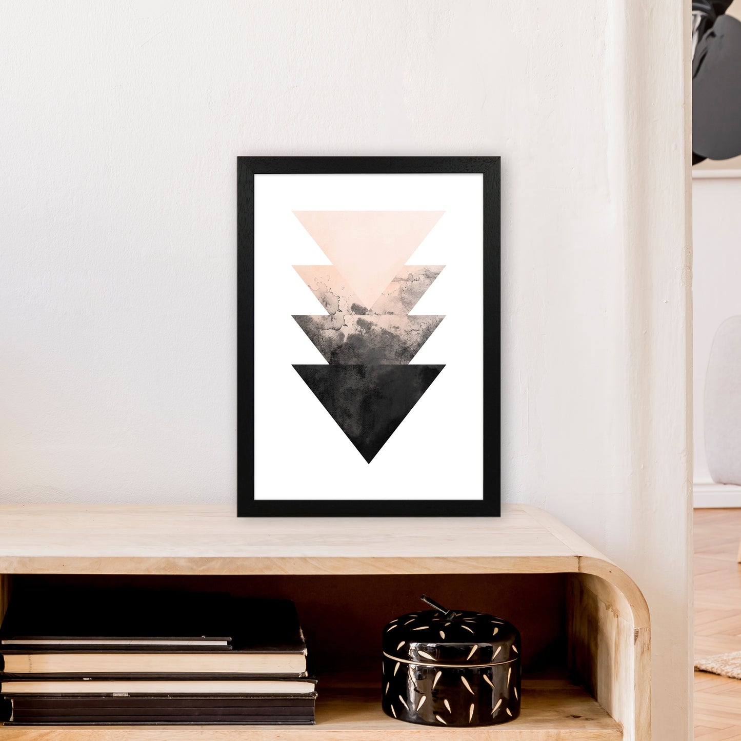 Nude And Black Watercolour 4 Art Print by Pixy Paper A3 White Frame