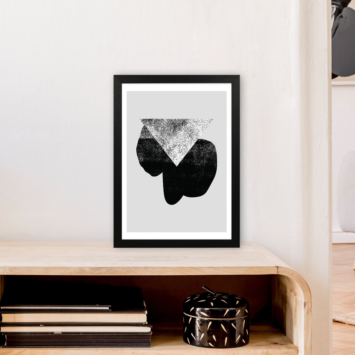 Graffiti Black And Grey Triangle Art Print by Pixy Paper A3 White Frame