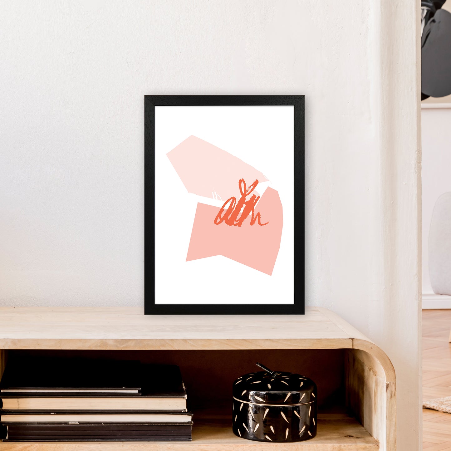 Pink And Coral Palette Shapes Art Print by Pixy Paper A3 White Frame