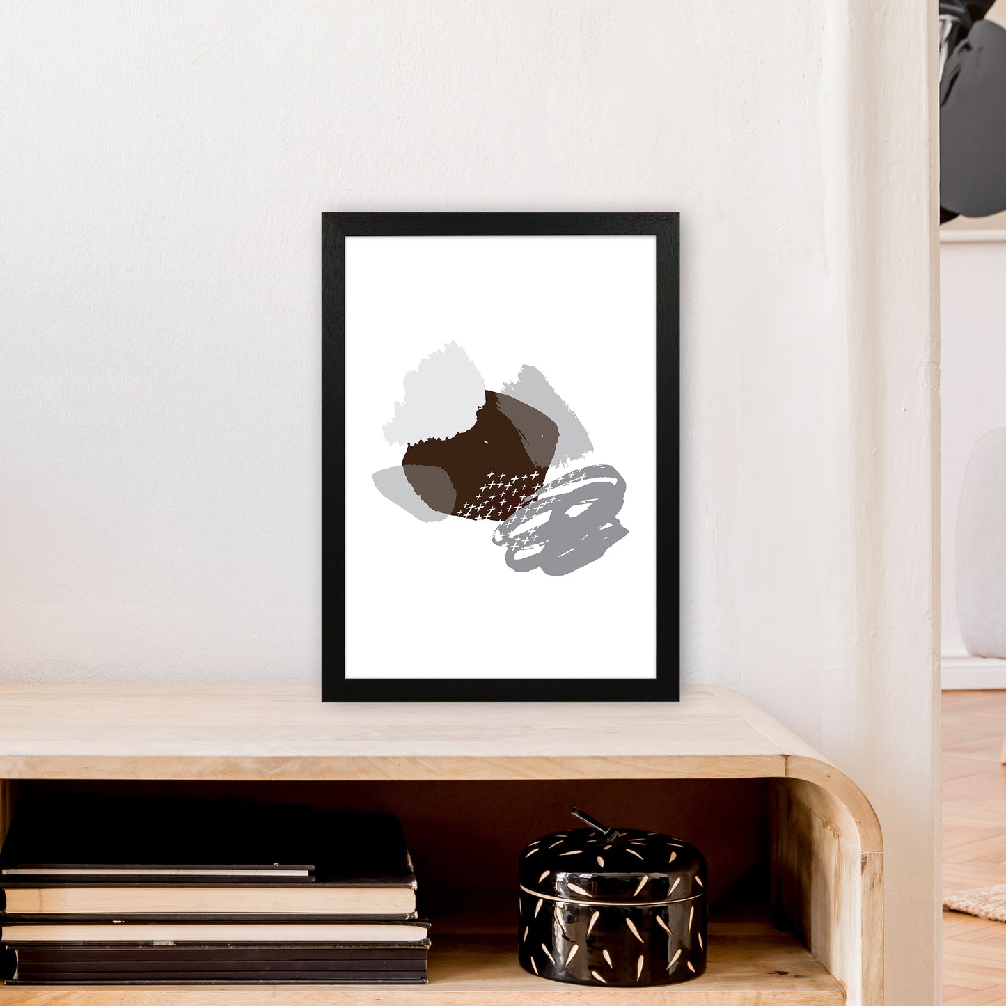 Mismatch Grey And Black Art Print by Pixy Paper A3 White Frame