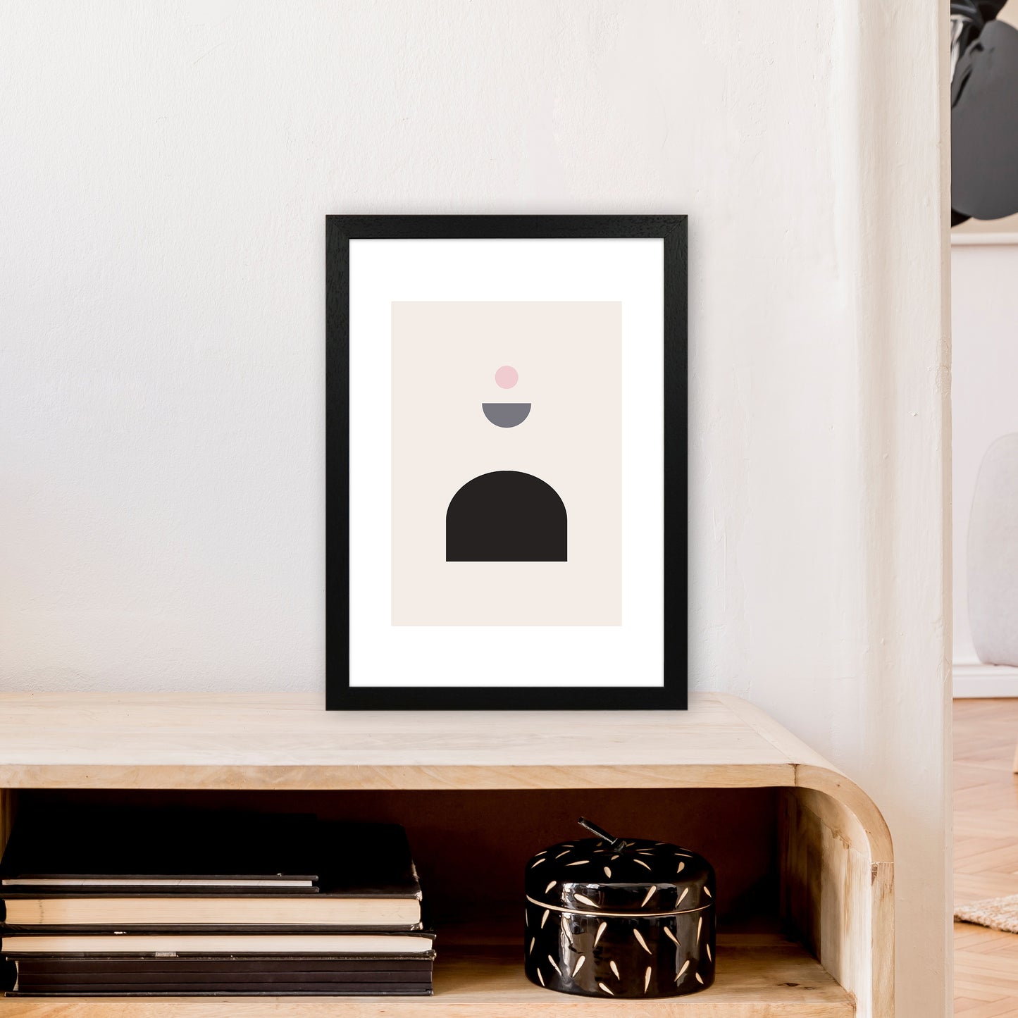 Mila Pink Abstract N13 Art Print by Pixy Paper A3 White Frame