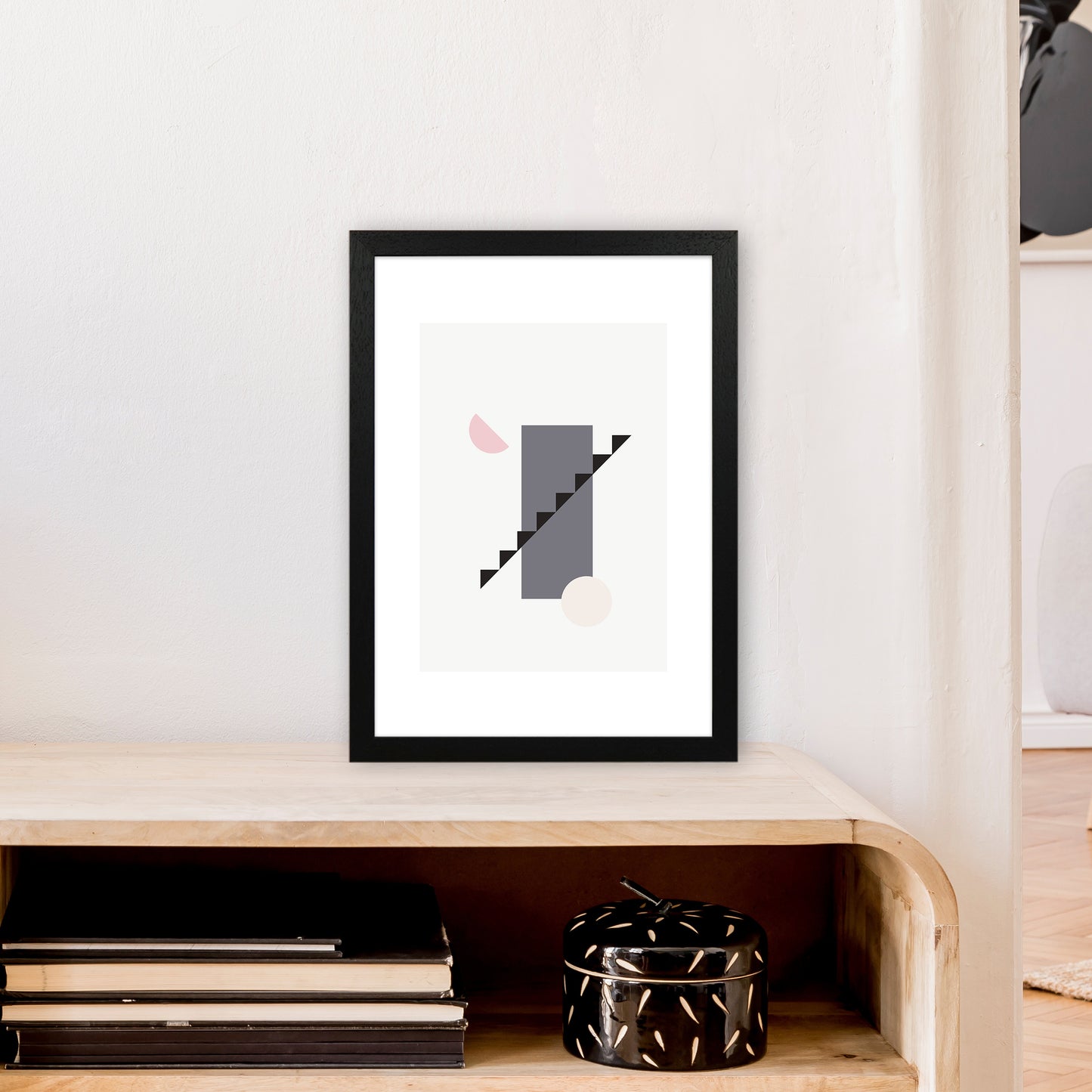 Mila Pink Abstract N12 Art Print by Pixy Paper A3 White Frame