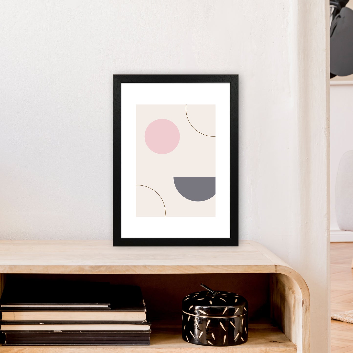 Mila Pink Abstract N23 Art Print by Pixy Paper A3 White Frame