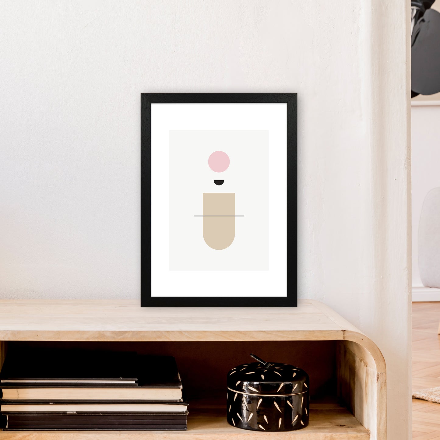 Mila Abstract Pink N1 Art Print by Pixy Paper A3 White Frame