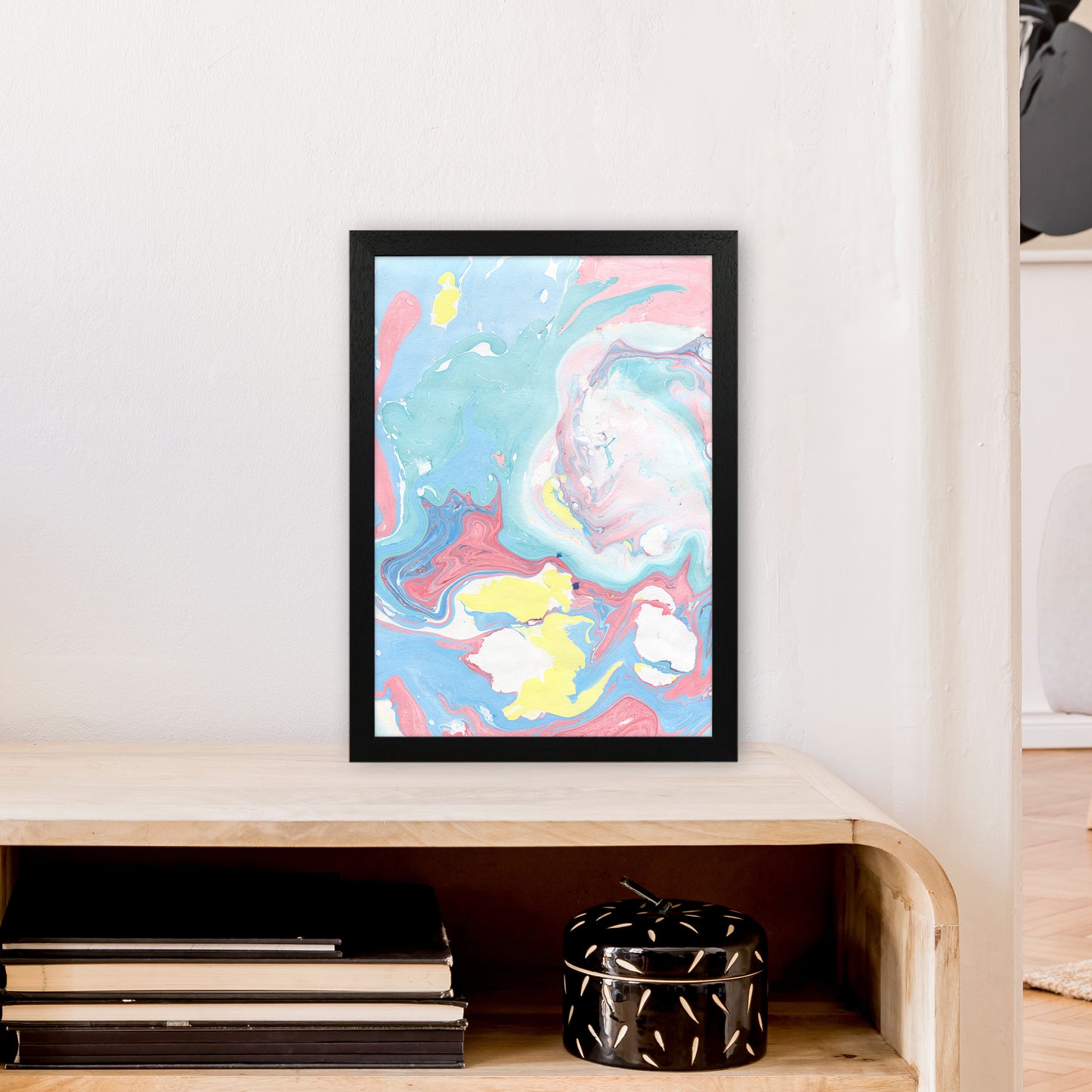 Liquid Mix Rainbow Art Print by Pixy Paper A3 White Frame
