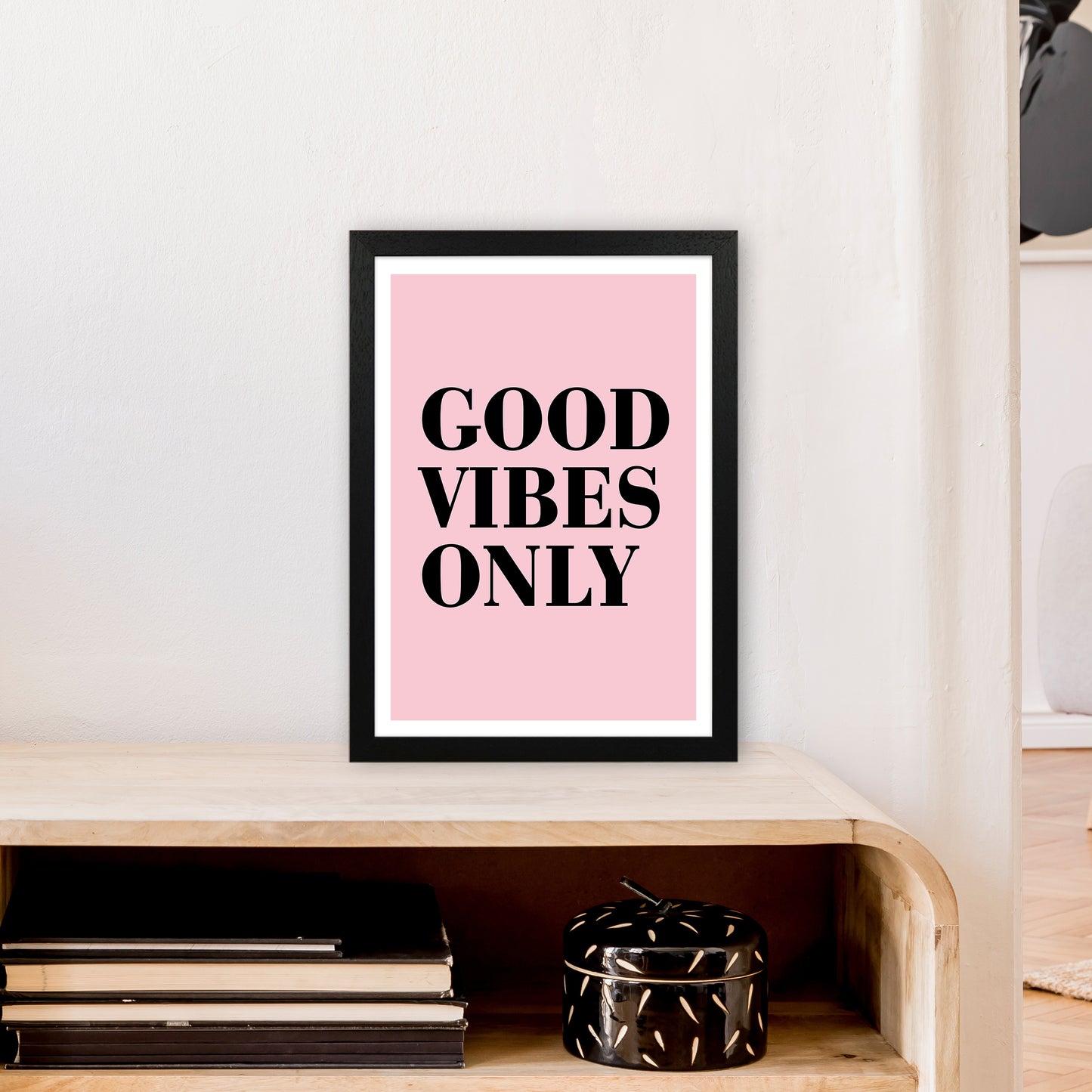 Good Vibes Only Neon Funk Art Print by Pixy Paper A3 White Frame