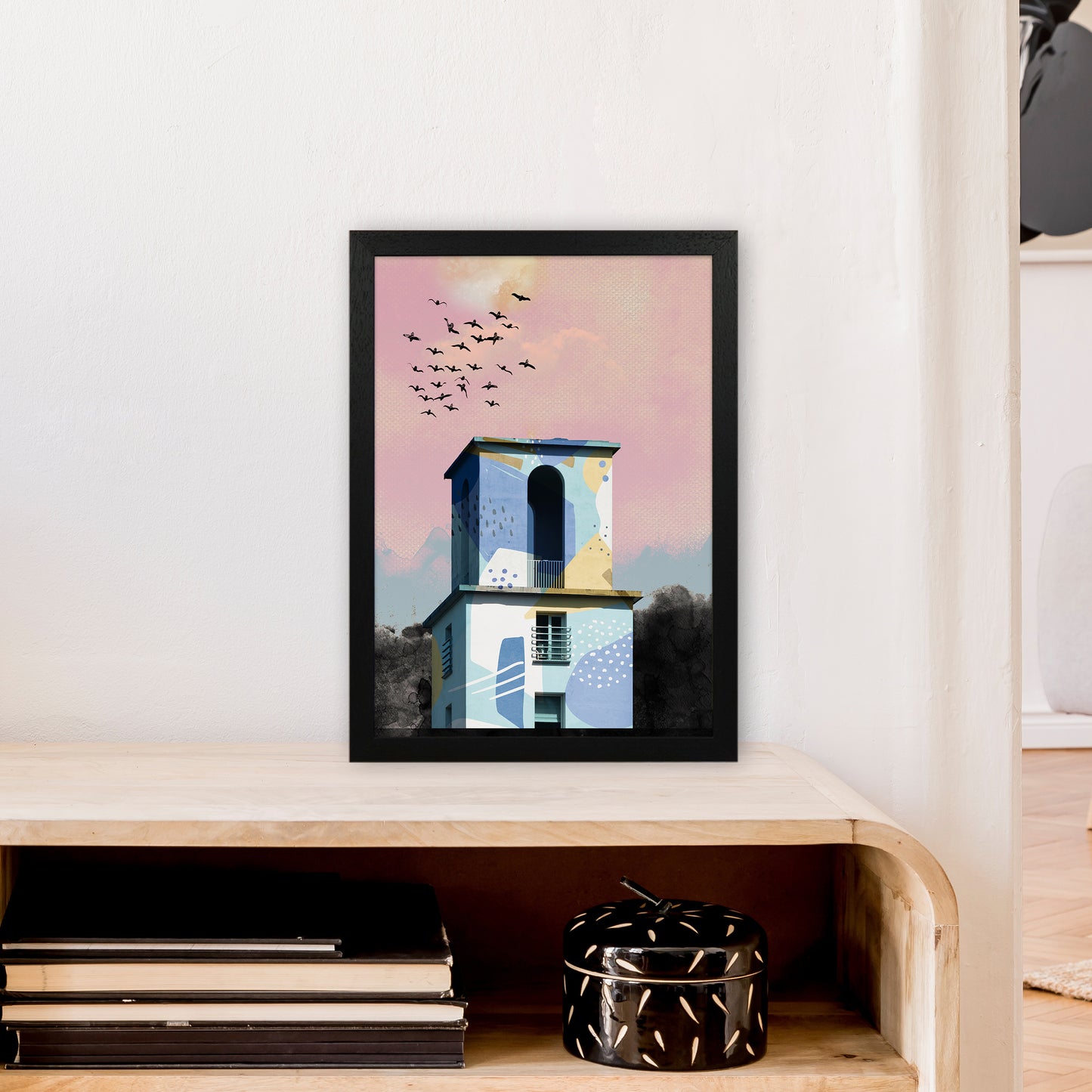 Pop Art Concrete Tower Art Print by Pixy Paper A3 White Frame