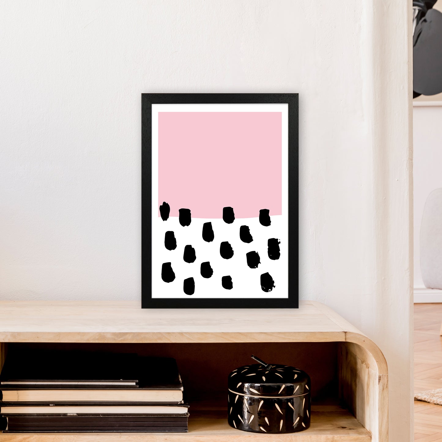 Pink Polka Neon Funk Art Print by Pixy Paper A3 White Frame
