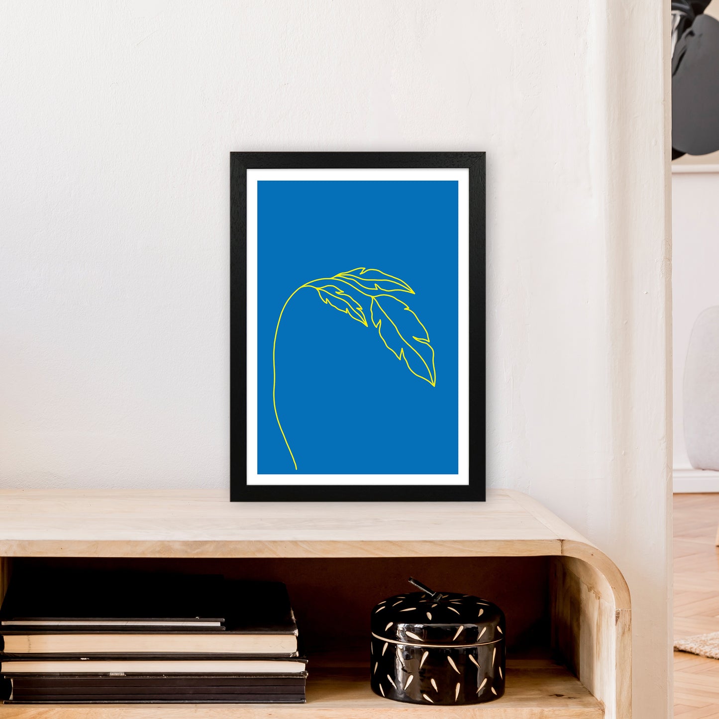 Plant Blue Neon Funk Art Print by Pixy Paper A3 White Frame