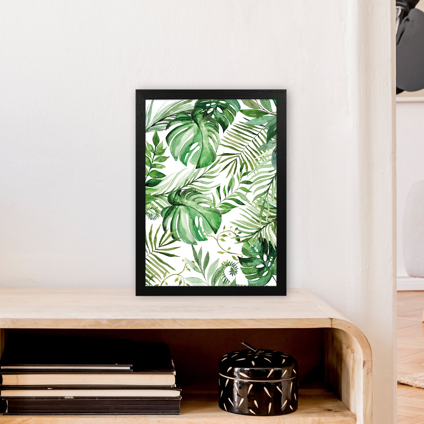 Full Page Leaves Exotic Art Print by Pixy Paper A3 White Frame