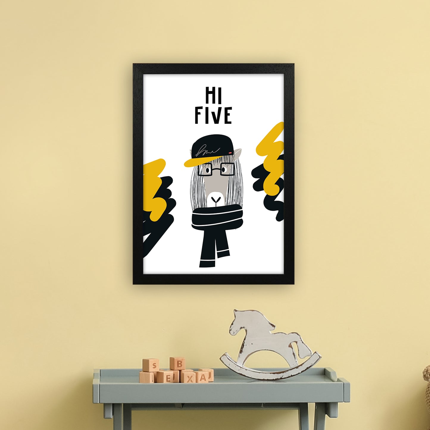 Hi Five Pop Art Print by Pixy Paper A3 White Frame