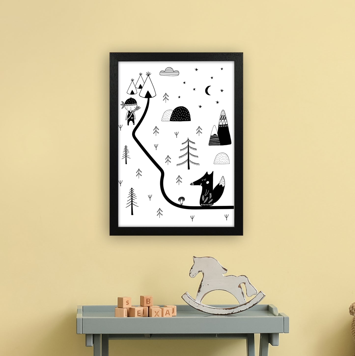 Little Explorer Winding Road Art Print by Pixy Paper A3 White Frame