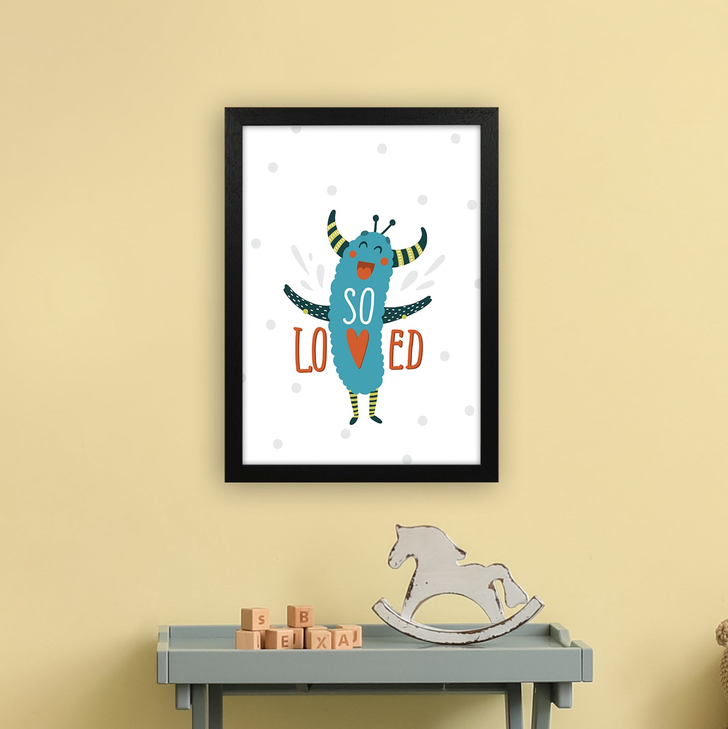 Little Monsters So Loved Art Print by Pixy Paper A3 White Frame