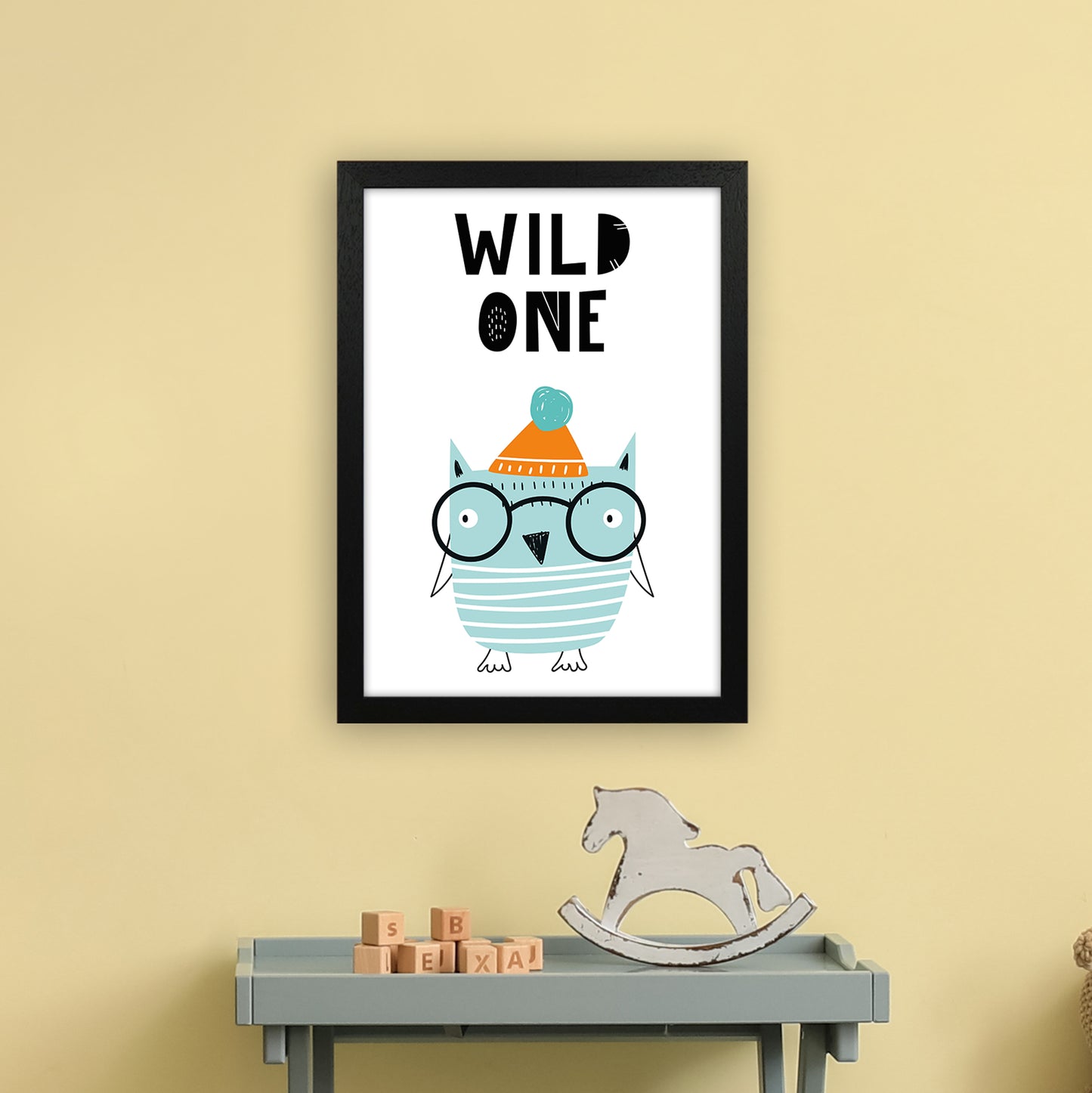 Wild One Owl Animal Pop Art Print by Pixy Paper A3 White Frame