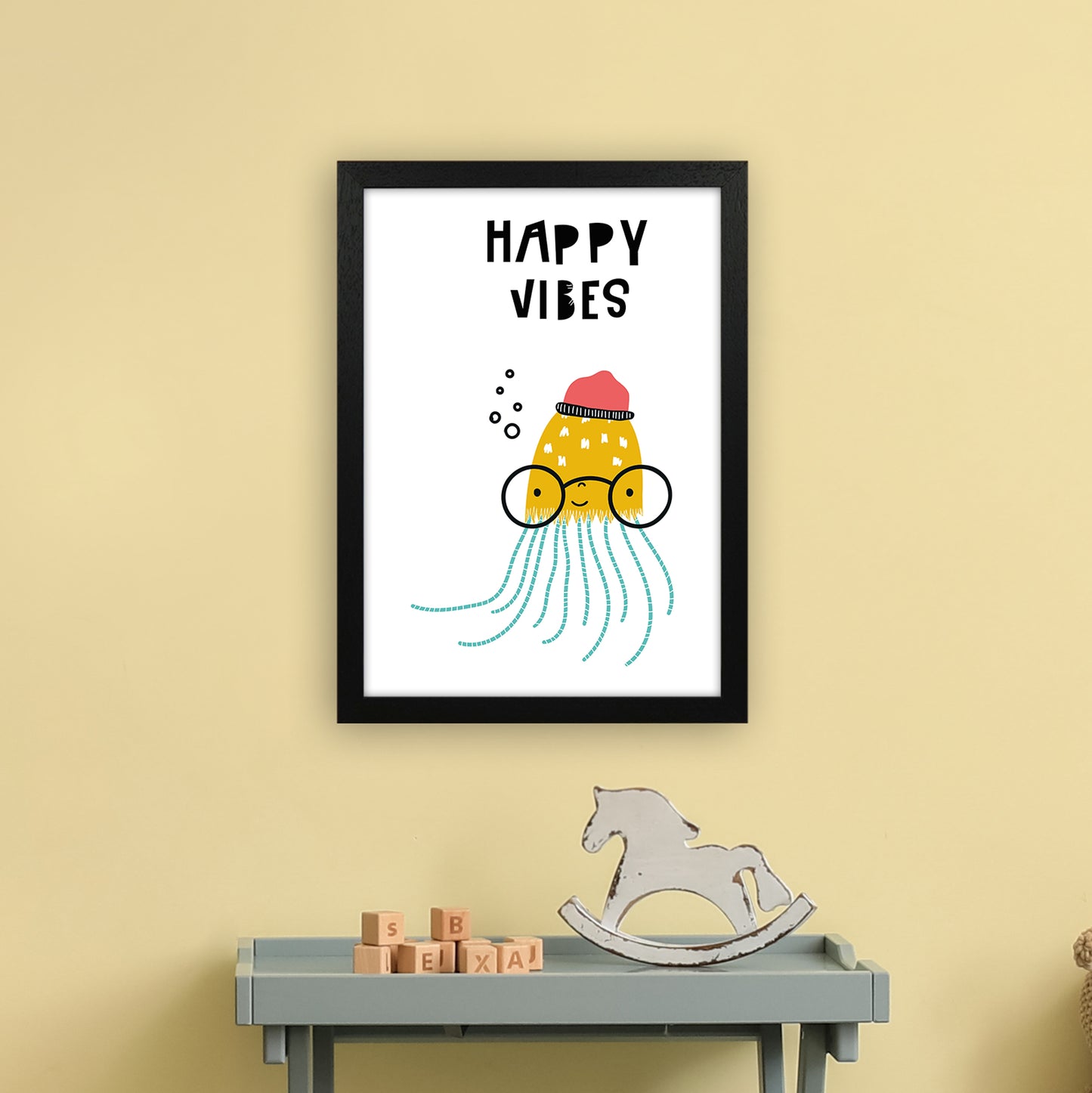 Happy Vibes Animal Pop Art Print by Pixy Paper A3 White Frame