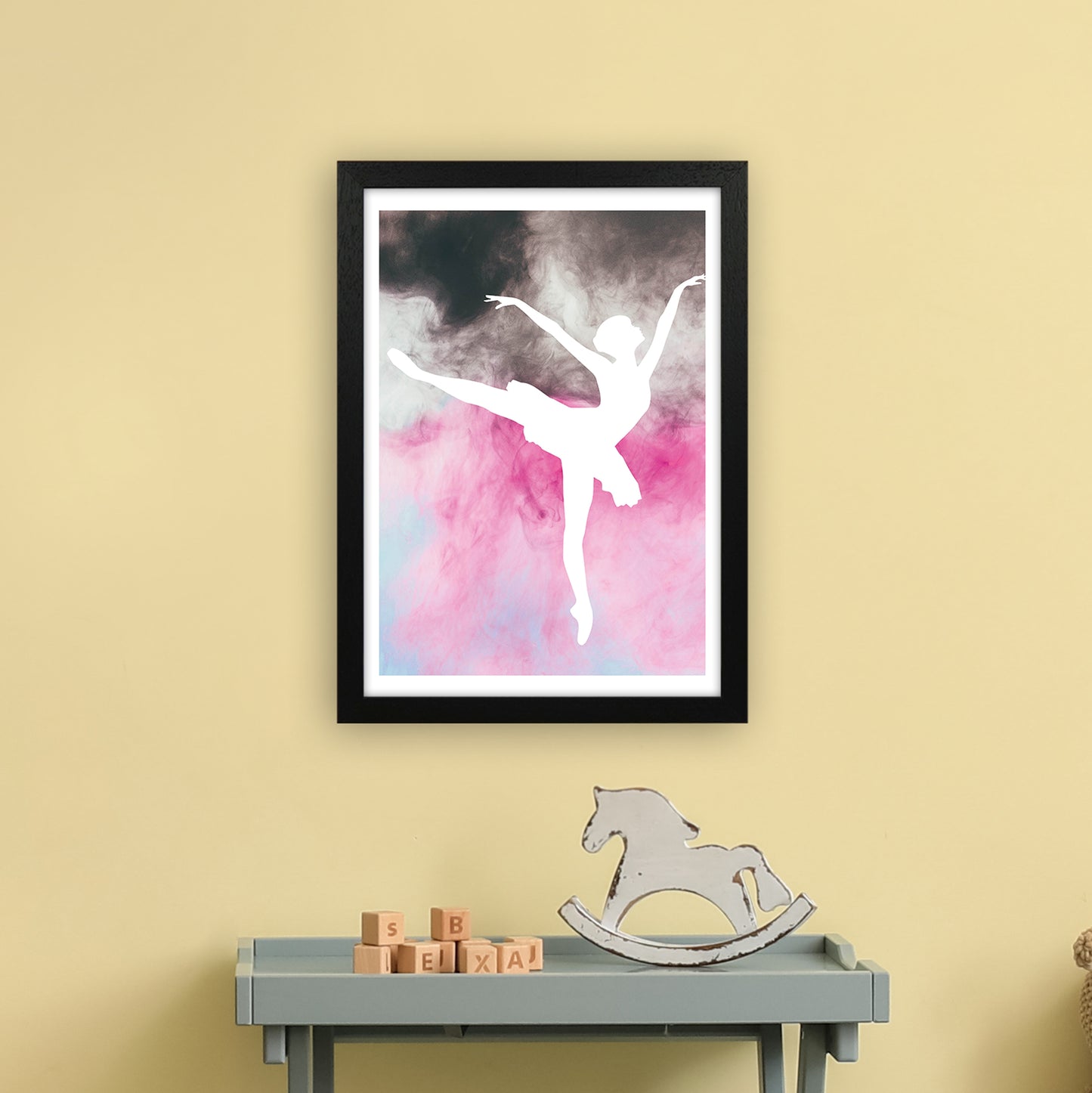 Ballerina Watercolour Art Print by Pixy Paper A3 White Frame
