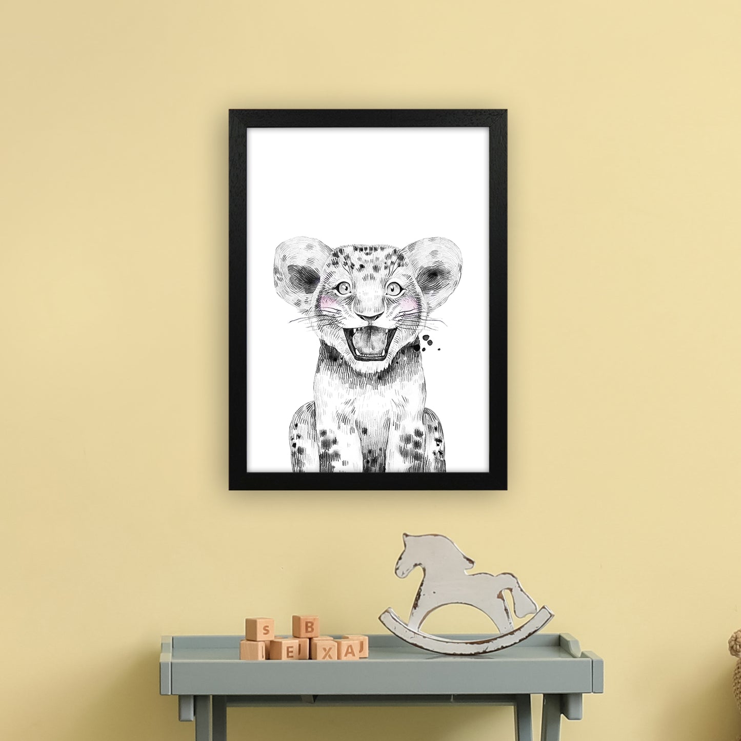 Safari Babies Tiger Art Print by Pixy Paper A3 White Frame