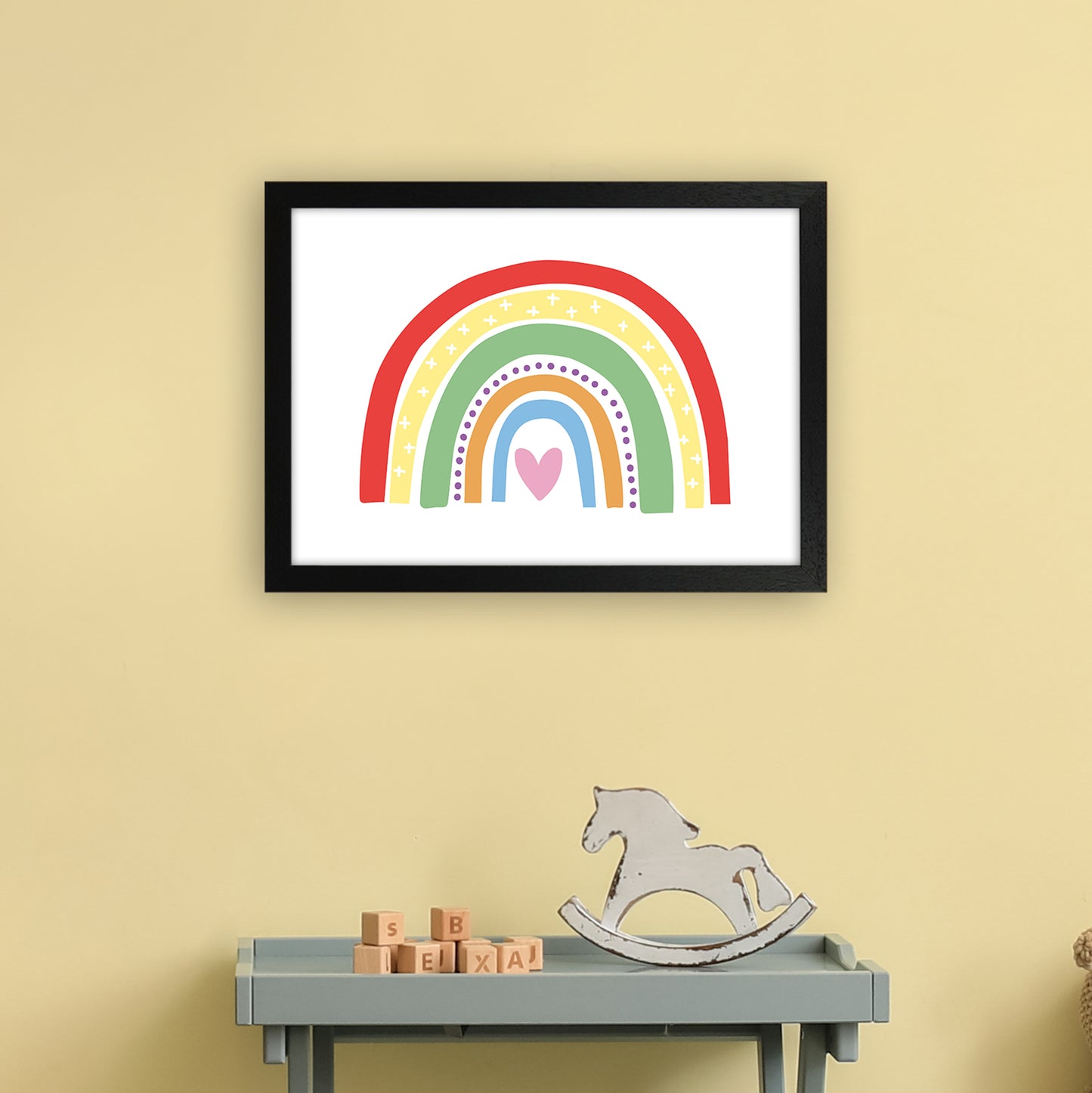 Rainbow With Heart Art Print by Pixy Paper A3 White Frame