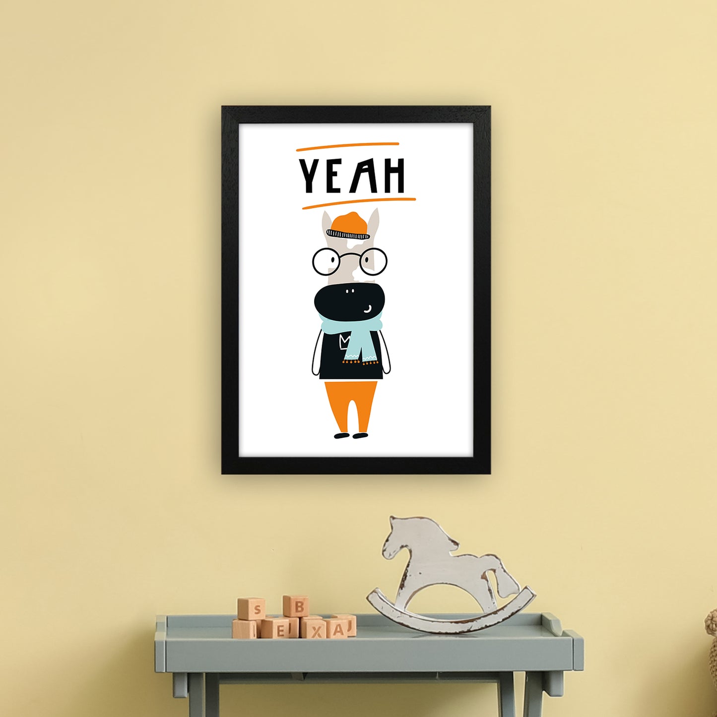 Yeah Animal Pop Art Print by Pixy Paper A3 White Frame