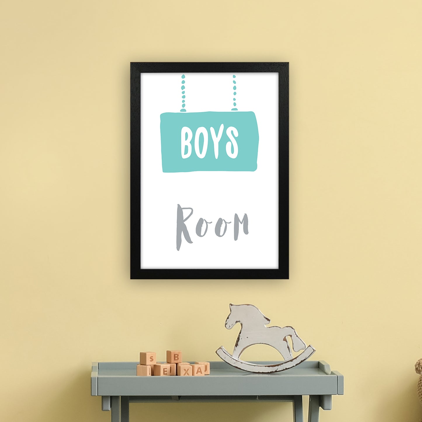 Boys Room Mint Art Print by Pixy Paper A3 White Frame