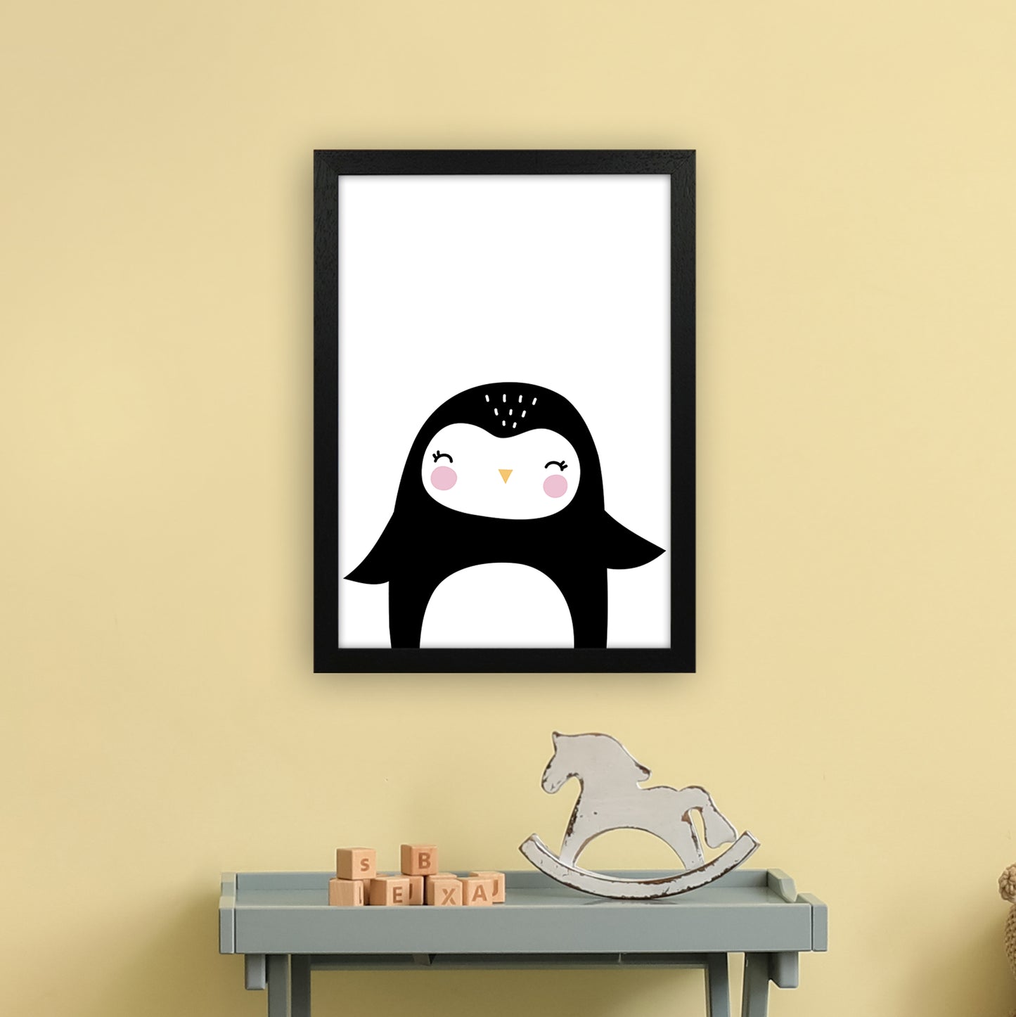 Penguin Art Print by Pixy Paper A3 White Frame