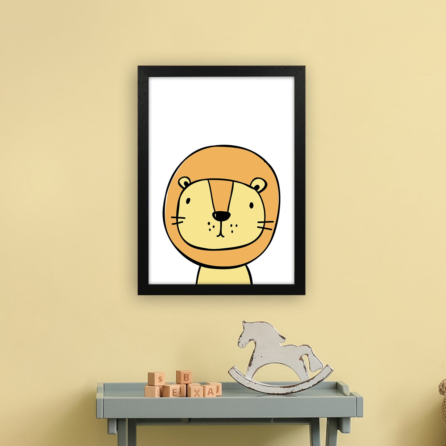 Lion Art Print by Pixy Paper A3 White Frame