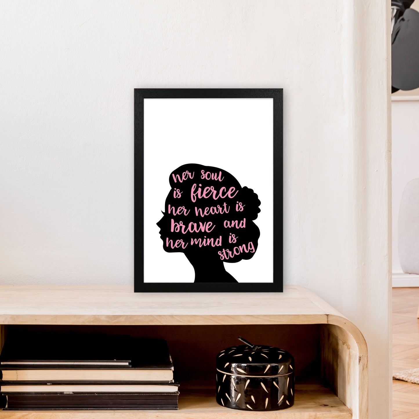 Her Soul Is Fierce Pink Art Print by Pixy Paper A3 White Frame