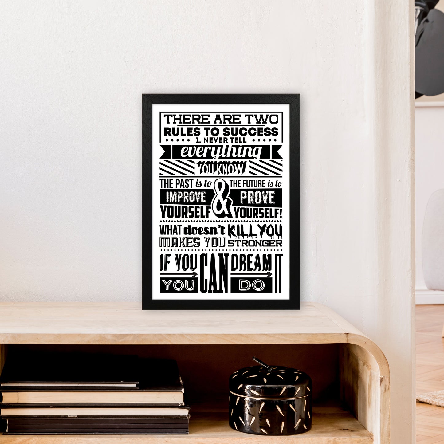 Rules To Success Vintage Art Print by Pixy Paper A3 White Frame