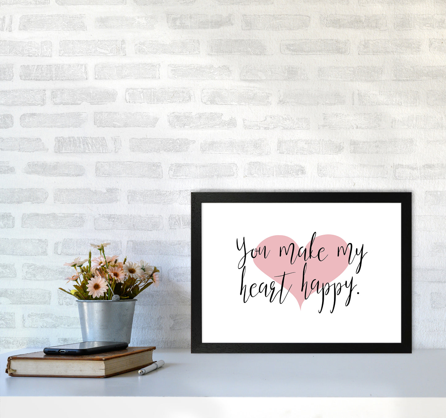 You Make My Heart Happy Art Print by Pixy Paper A3 White Frame