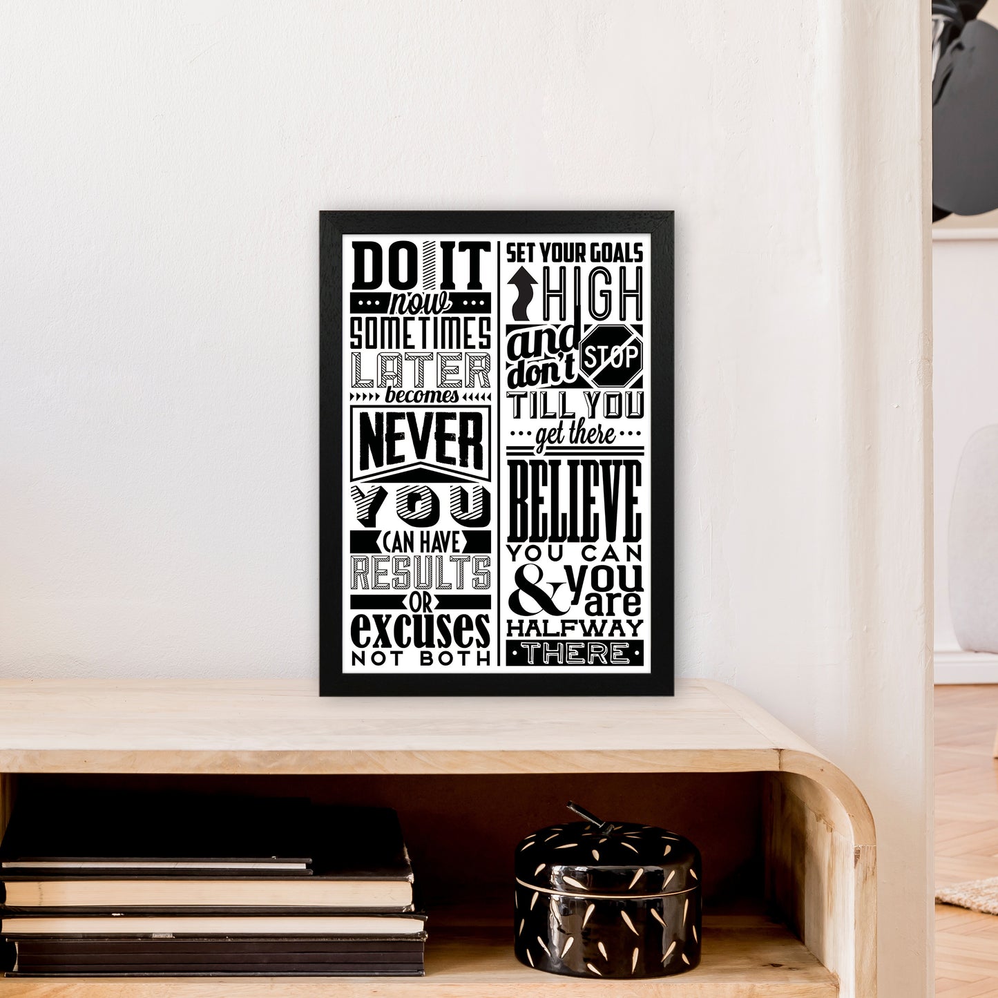 Do It Now Vintage Art Print by Pixy Paper A3 White Frame