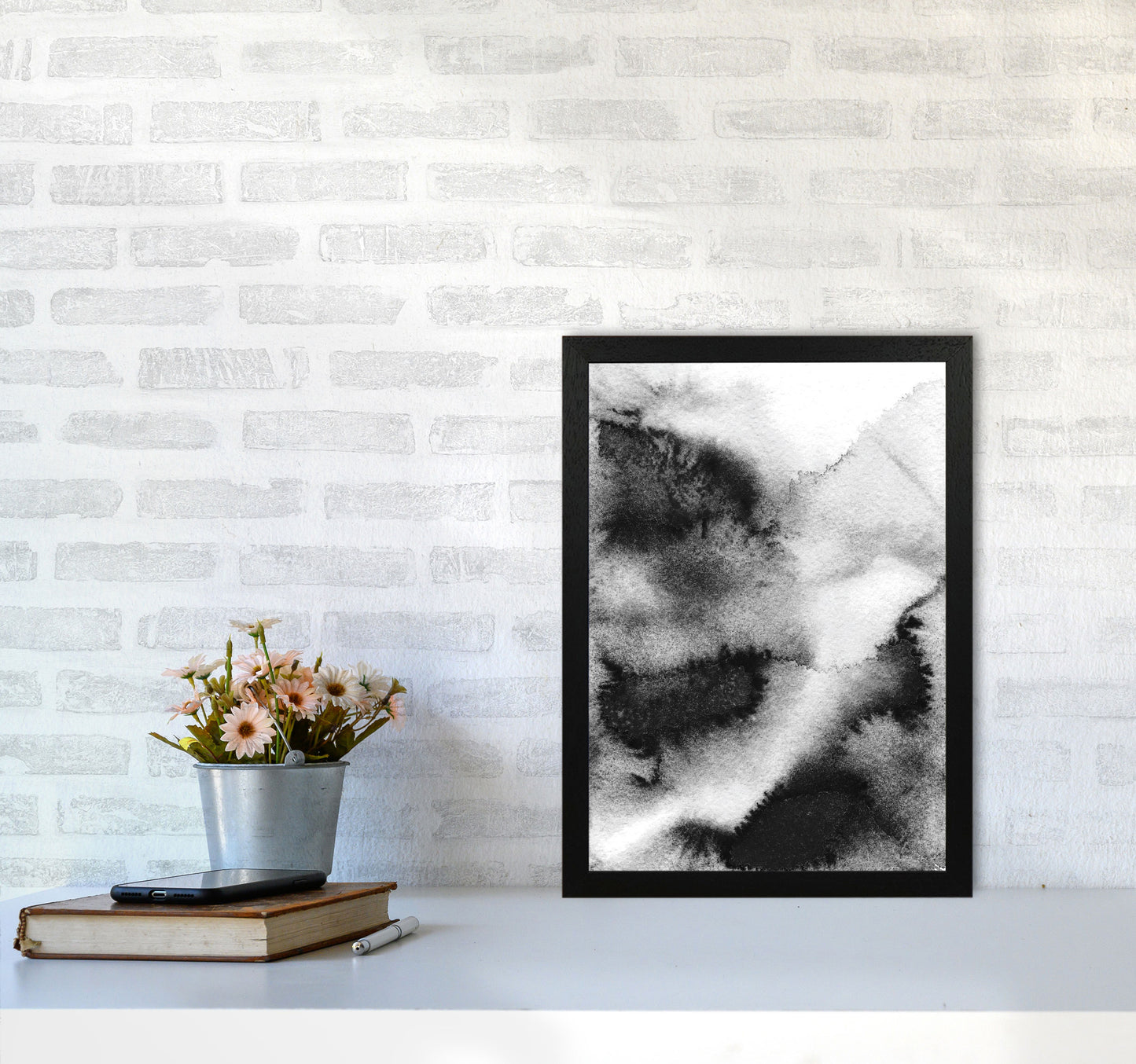 Majestic Monochrome Watercolour 03 Art Print by Pixy Paper A3 White Frame