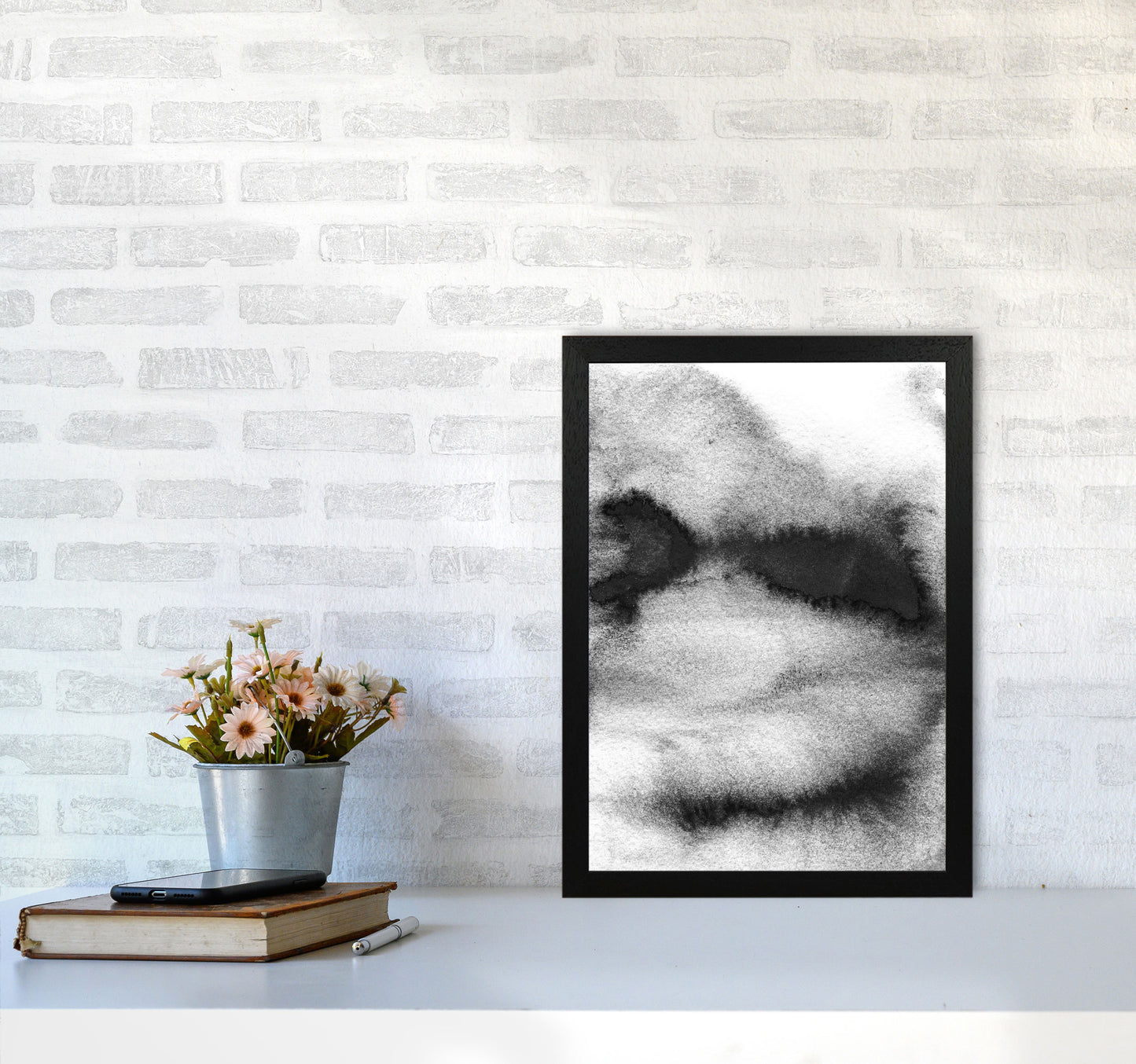 Majestic Monochrome Watercolour 08 Art Print by Pixy Paper A3 White Frame