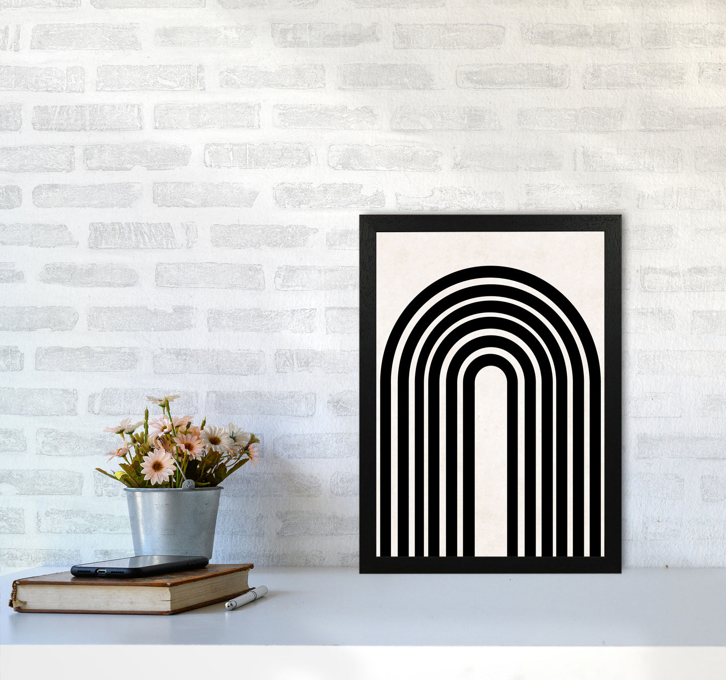 Black rainbow Art Print by Pixy Paper A3 White Frame