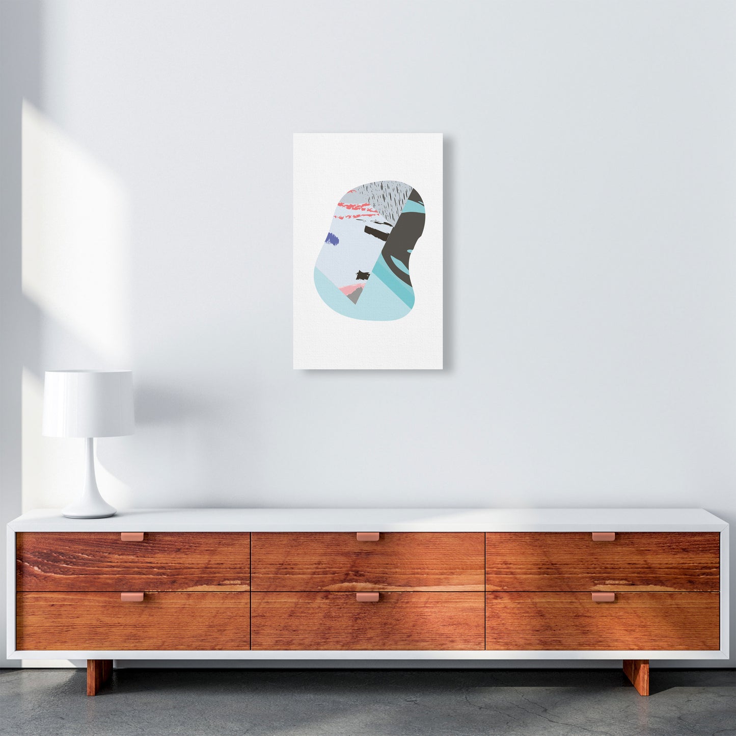 Teal Abstract Patterns Shape Modern Print A3 Canvas