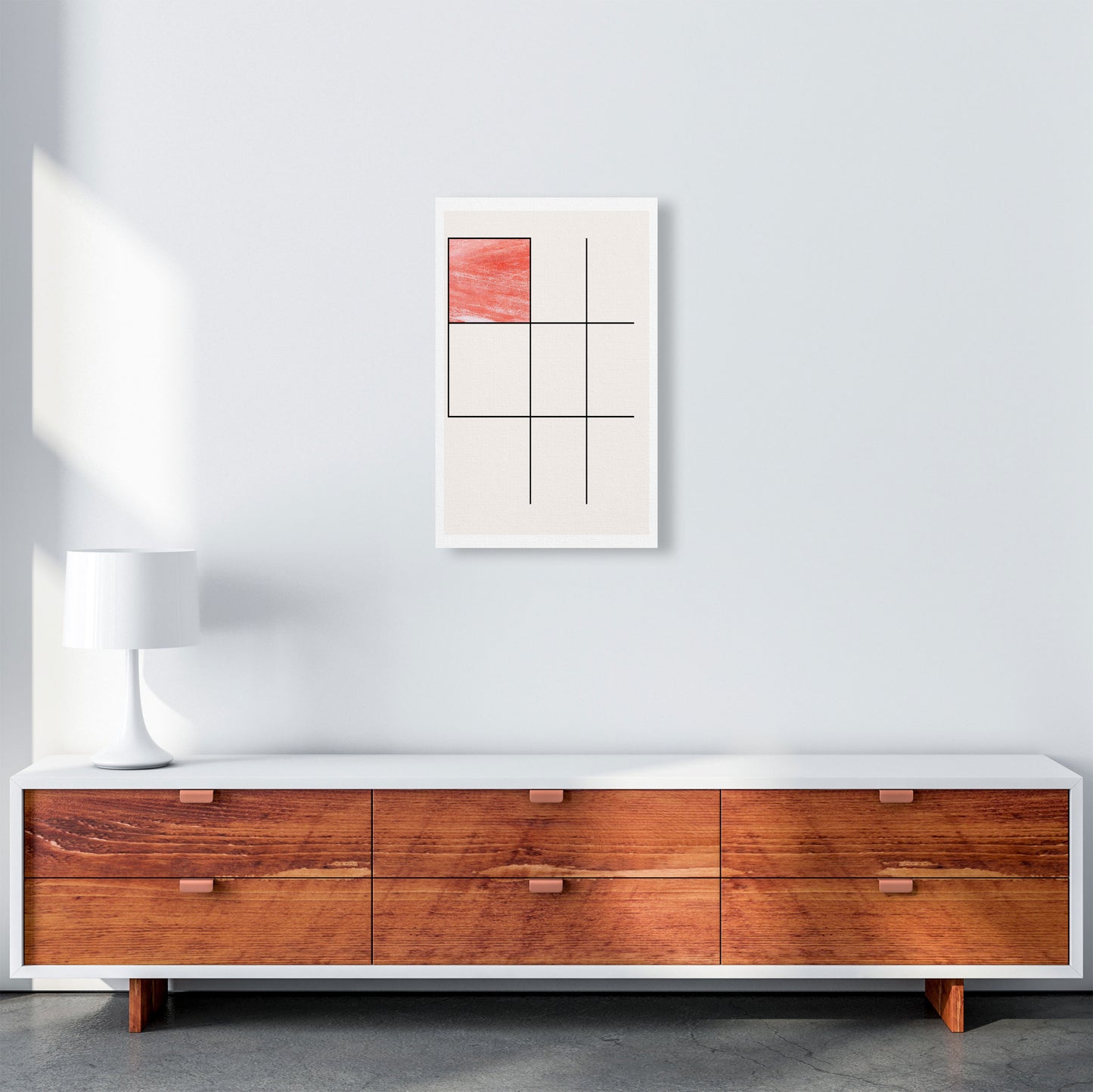 Abstract Red Crayon Geo 1 Modern Print A3 Canvas