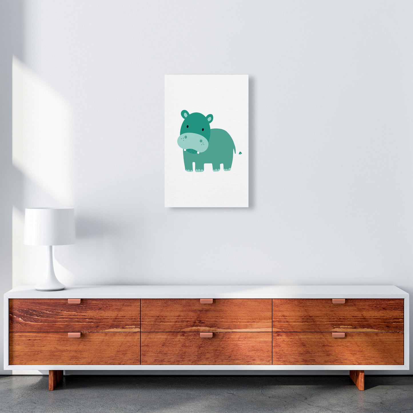 Children's Animals, Hippo Modern Print A3 Canvas