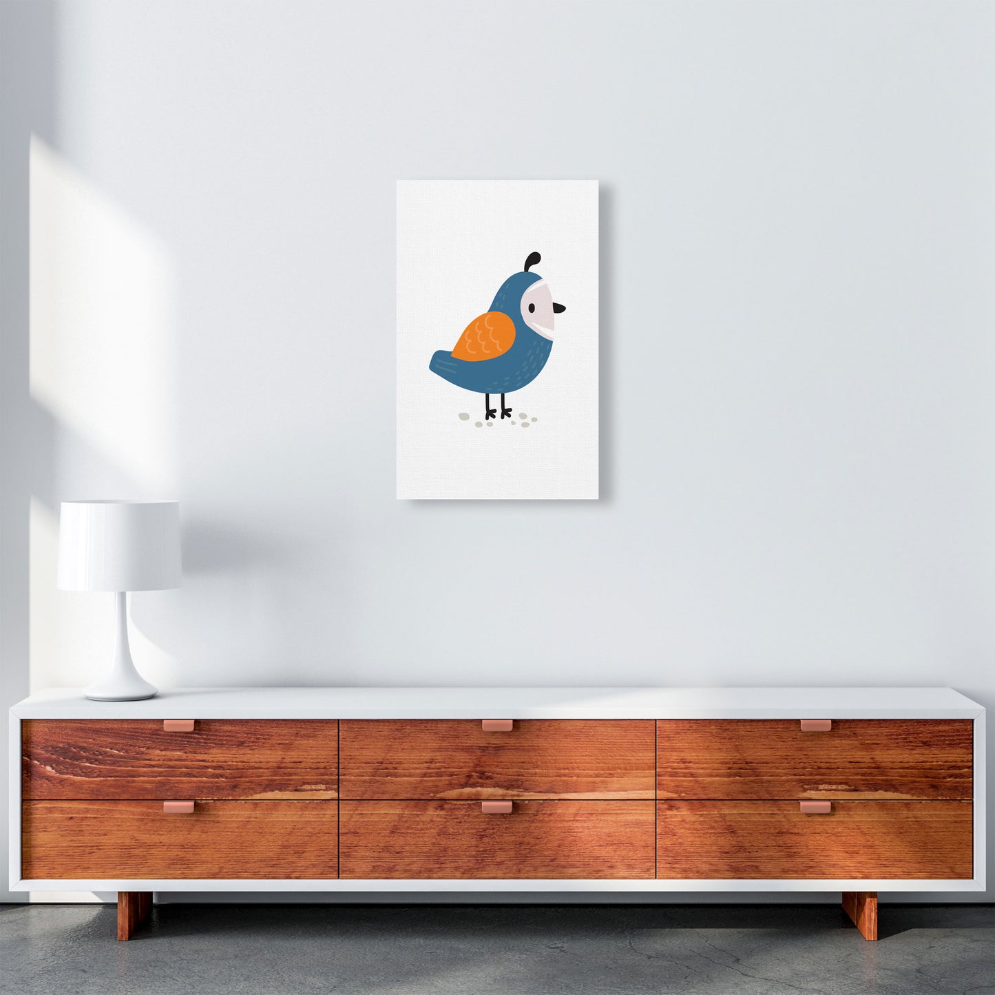 Children's Animals, Quail Modern Print A3 Canvas