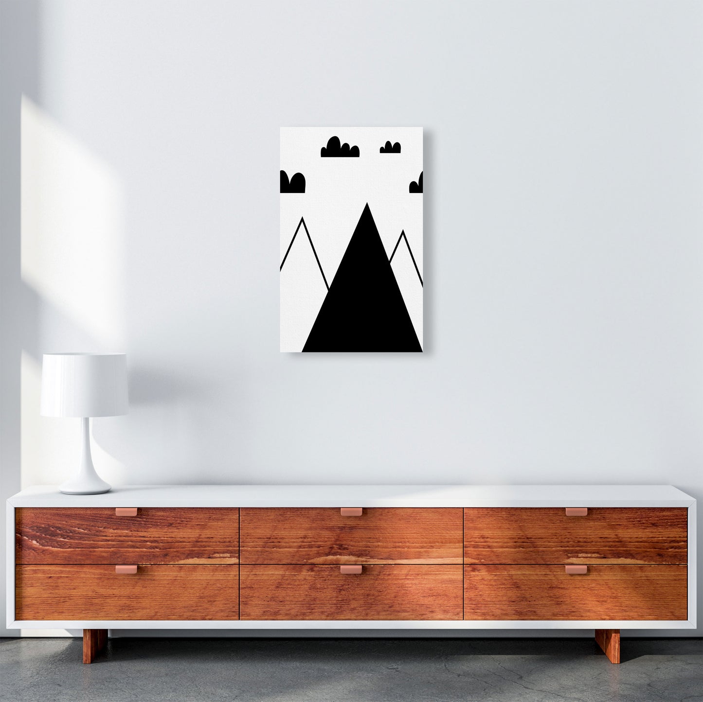 Scandi Mountains Modern Print A3 Canvas