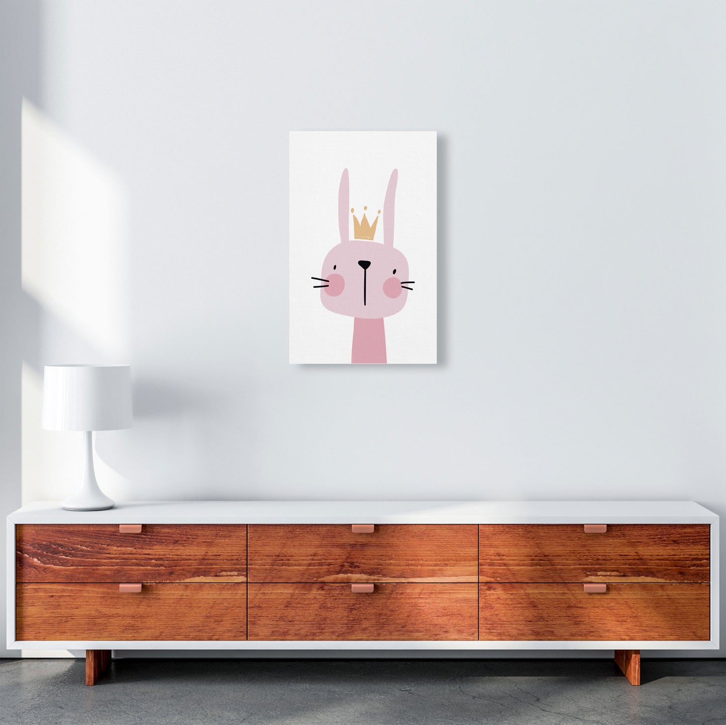 Pink Bunny Modern Print Animal Art Print A3 Canvas