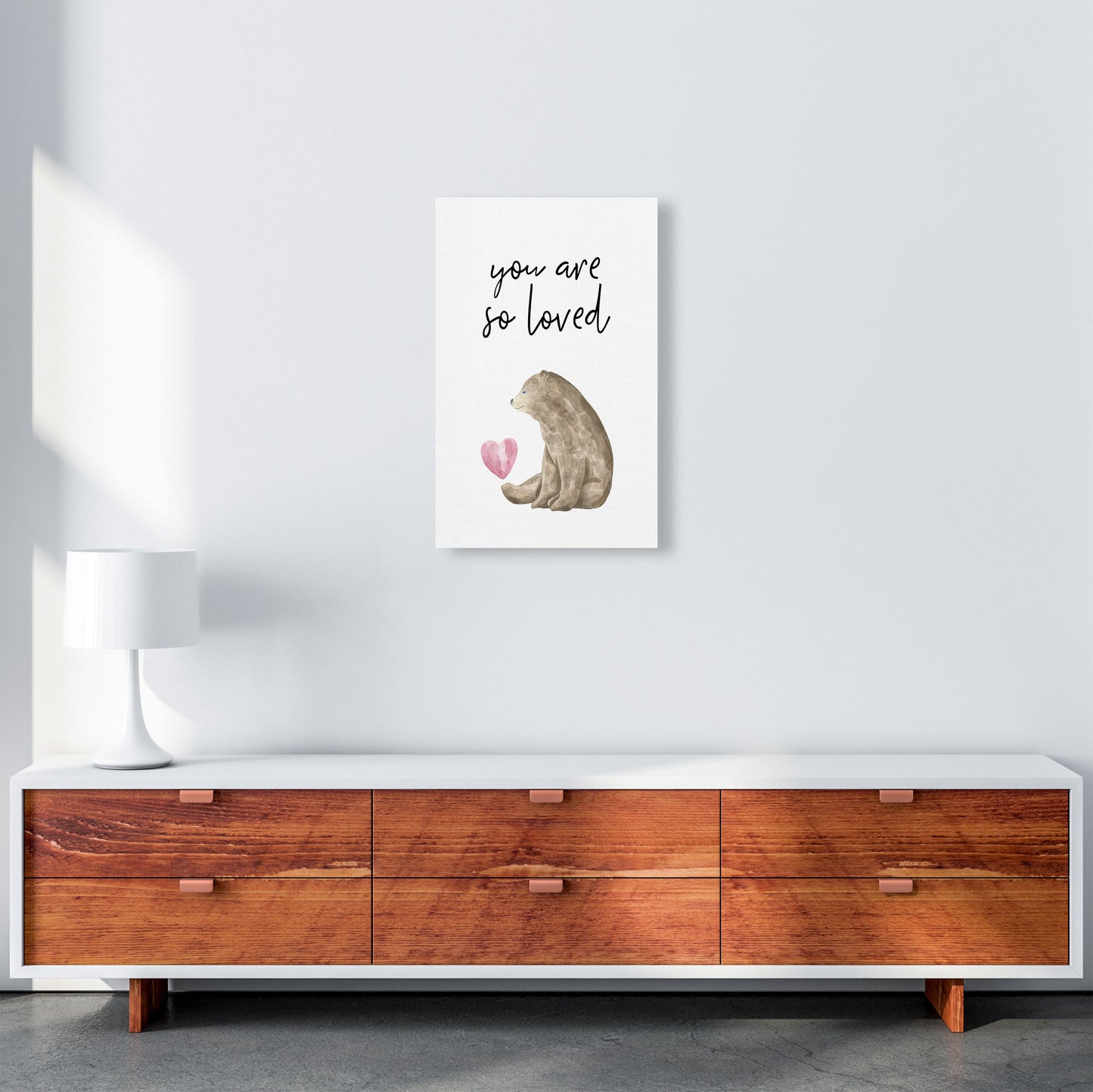 Brown Bear You Are So Loved Framed Nursey Wall Art Print A3 Canvas