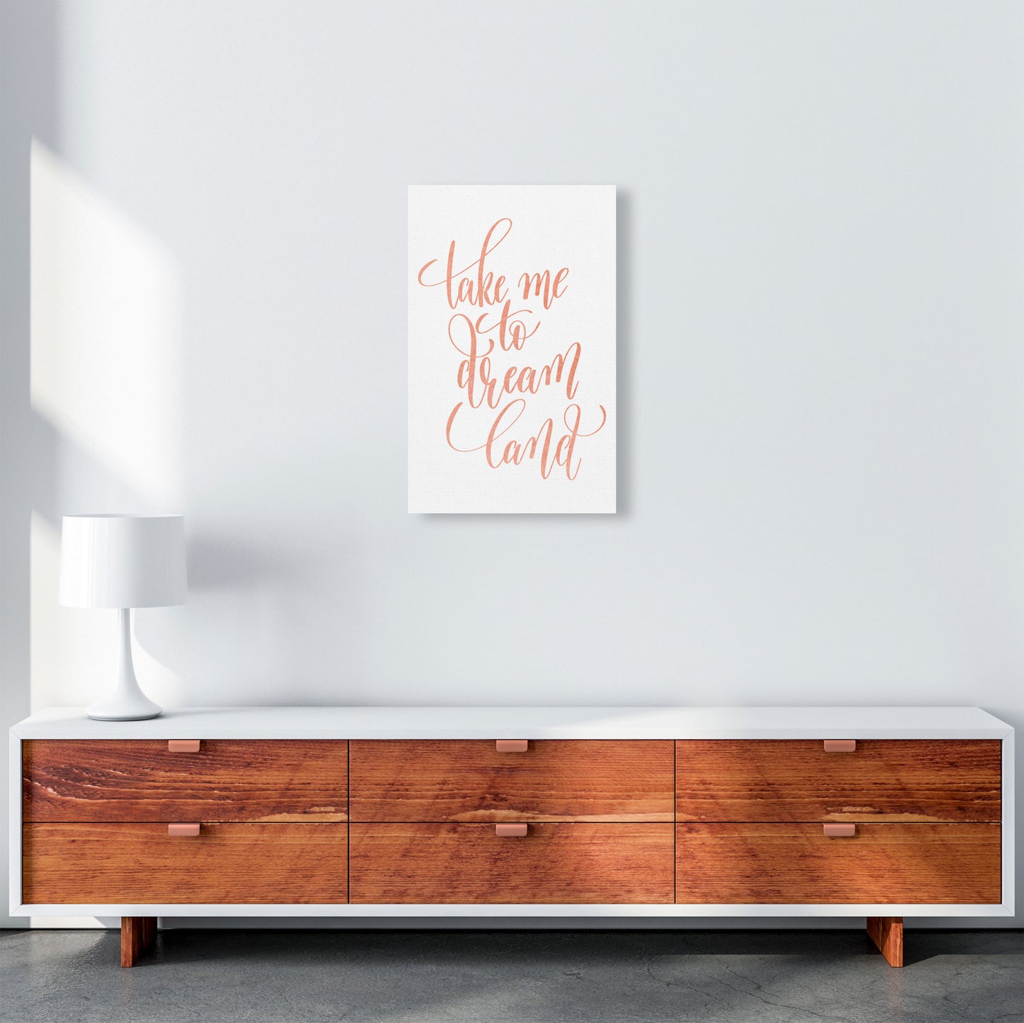 Take Me To Dreamland Peach Watercolour Modern Print A3 Canvas
