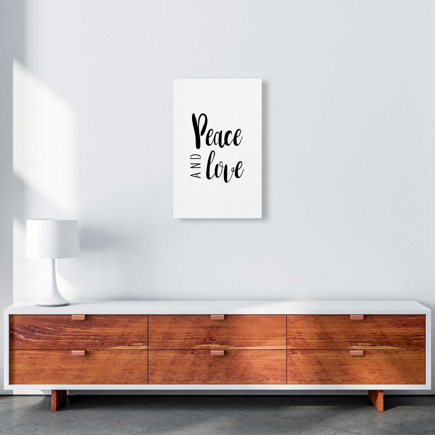 Peace And Love Framed Typography Wall Art Print A3 Canvas