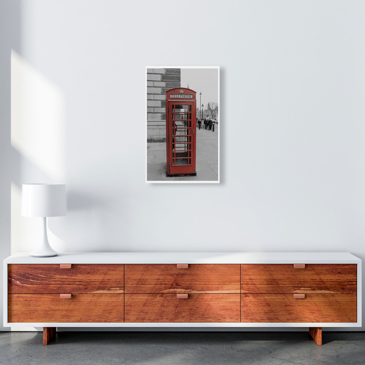 London Red Phonebox Modern Print A3 Canvas